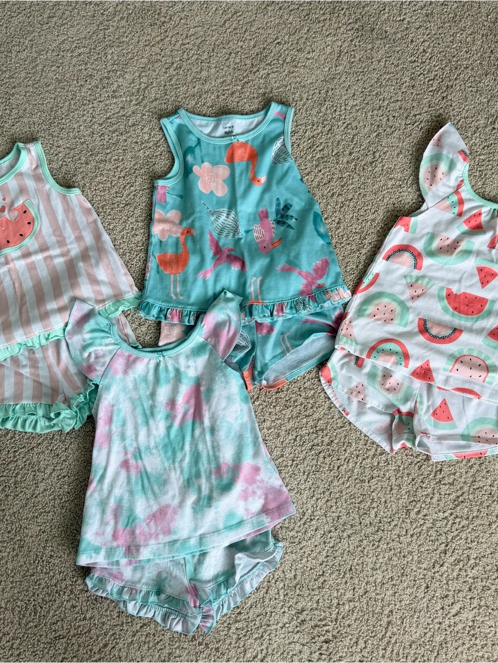 Carters girls size 5 summer pajama bundle 4 sets